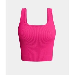 OQQ Ribbed Seamless Shirts‎ Yoga Crop Top in Pitaya Tank Top Size M